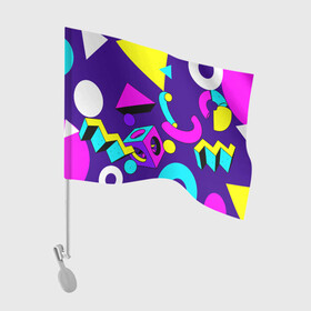 Флаг для автомобиля с принтом Геометрические фигуры в Курске, 100% полиэстер | Размер: 30*21 см | геометрический | красочный | мода | разноцветные 90 е | стиль | структура | текстура | ткань | узор | фон | цвет