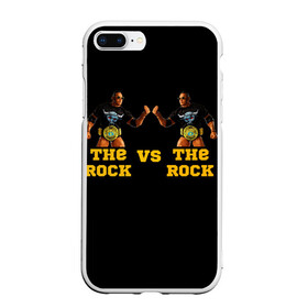 Чехол для iPhone 7Plus/8 Plus матовый с принтом The ROCK VS The ROCK в Курске, Силикон | Область печати: задняя сторона чехла, без боковых панелей | versus | двойники | дуэйн джонсон | жёлтый | пояс | скала против скалы | чёрный