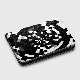 Картхолдер с принтом с принтом Черно-белый фон иллюзии в Курске, натуральная матовая кожа | размер 7,3 х 10 см; кардхолдер имеет 4 кармана для карт; | абстрактный | геометрический | дизайн | иллюзия | кривая | линии | пиксель | текстура | узор
