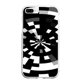 Чехол для iPhone 7Plus/8 Plus матовый с принтом Черно-белый фон иллюзии в Курске, Силикон | Область печати: задняя сторона чехла, без боковых панелей | абстрактный | геометрический | дизайн | иллюзия | кривая | линии | пиксель | текстура | узор