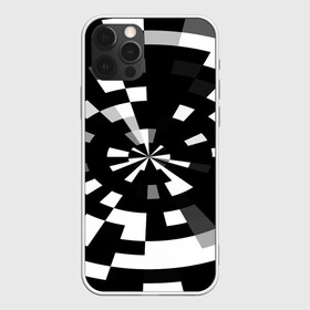 Чехол для iPhone 12 Pro с принтом Черно-белый фон иллюзии в Курске, силикон | область печати: задняя сторона чехла, без боковых панелей | абстрактный | геометрический | дизайн | иллюзия | кривая | линии | пиксель | текстура | узор
