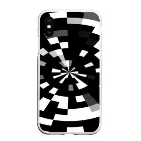 Чехол для iPhone XS Max матовый с принтом Черно-белый фон иллюзии в Курске, Силикон | Область печати: задняя сторона чехла, без боковых панелей | абстрактный | геометрический | дизайн | иллюзия | кривая | линии | пиксель | текстура | узор