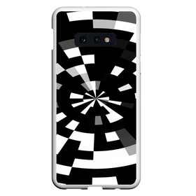 Чехол для Samsung S10E с принтом Черно-белый фон иллюзии в Курске, Силикон | Область печати: задняя сторона чехла, без боковых панелей | абстрактный | геометрический | дизайн | иллюзия | кривая | линии | пиксель | текстура | узор