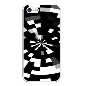 Чехол для iPhone 5/5S матовый с принтом Черно-белый фон иллюзии в Курске, Силикон | Область печати: задняя сторона чехла, без боковых панелей | абстрактный | геометрический | дизайн | иллюзия | кривая | линии | пиксель | текстура | узор