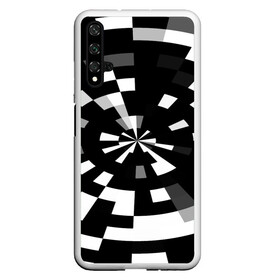 Чехол для Honor 20 с принтом Черно-белый фон иллюзии в Курске, Силикон | Область печати: задняя сторона чехла, без боковых панелей | абстрактный | геометрический | дизайн | иллюзия | кривая | линии | пиксель | текстура | узор
