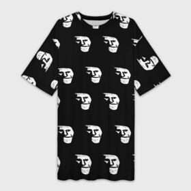 Платье-футболка 3D с принтом Dark trollface в Курске,  |  | creepypasta | scary | мем | мрак | троллфейс