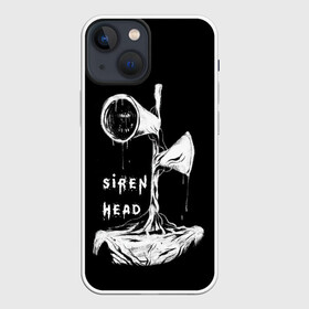 Чехол для iPhone 13 mini с принтом Сиреноголовый ЧБ Siren Head в Курске,  |  | forest | games | monster | night | siren head | детям | игры | лес | монстр | надпись | ночь | сирена | сиреноголовый | солнце | страшилка | текст | темно | туман | ужастик | хоррор