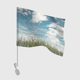 Флаг для автомобиля с принтом Небушко и полюшко в Курске, 100% полиэстер | Размер: 30*21 см | небо | облака | пейзаж | поле | русский | славянский | фотопринт