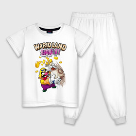Детская пижама хлопок с принтом Wario в Курске, 100% хлопок |  брюки и футболка прямого кроя, без карманов, на брюках мягкая резинка на поясе и по низу штанин
 | Тематика изображения на принте: mario | nintendo | smash bros | super | wario | варио | марио | нинтендо