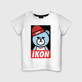 Детская футболка хлопок с принтом IKON YG Bear Dope  в Курске, 100% хлопок | круглый вырез горловины, полуприлегающий силуэт, длина до линии бедер | ikon yg bear dope | korean | kpop | obey | медведь | подчинись | подчиняйся