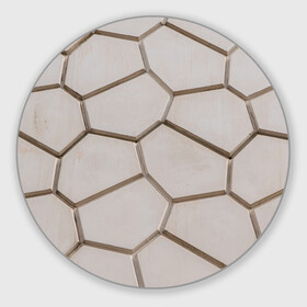 Коврик для мышки круглый с принтом Ячейки в Курске, резина и полиэстер | круглая форма, изображение наносится на всю лицевую часть | 3d | бежевый | бетон | плиты | серый | соты | спокойный | структура | текстура | ячеистый