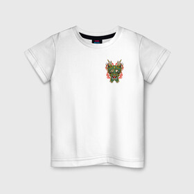 Детская футболка хлопок с принтом Dragon в Курске, 100% хлопок | круглый вырез горловины, полуприлегающий силуэт, длина до линии бедер | dragon | fire | tattoo | дракон | огонь | япония