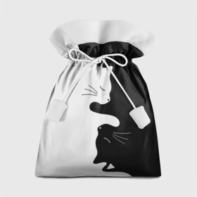 Подарочный 3D мешок с принтом Коты инь янь в Курске, 100% полиэстер | Размер: 29*39 см | cat | домашние животные | звери | инь и янь | инь янь | кот | коты | кошка | кошки | черно белое | чернобелое | черное и белое