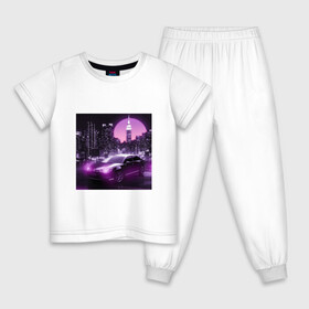 Детская пижама хлопок с принтом Neon Citroen в Курске, 100% хлопок |  брюки и футболка прямого кроя, без карманов, на брюках мягкая резинка на поясе и по низу штанин
 | citroen | city | neon | sunset | авто | город | закат | неон | ночь | ситроен