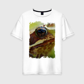Женская футболка хлопок Oversize с принтом Глаз лягушки в Курске, 100% хлопок | свободный крой, круглый ворот, спущенный рукав, длина до линии бедер
 | глаз | глаз лягушки | круто | лягушка | модно | номер один | тренд