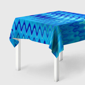 Скатерть 3D с принтом Синий-голубой абстрактный узор в Курске, 100% полиэстер (ткань не мнется и не растягивается) | Размер: 150*150 см | Тематика изображения на принте: абстрактный | волны | зигзаг | размытый узор | синий | современный