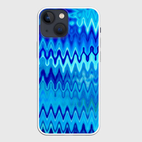 Чехол для iPhone 13 mini с принтом Синий голубой абстрактный узор в Курске,  |  | абстрактный | волны | зигзаг | размытый узор | синий | современный