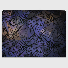 Плед 3D с принтом Синий-бежевый абстрактный узор в Курске, 100% полиэстер | закругленные углы, все края обработаны. Ткань не мнется и не растягивается | абстрактный | мужской | полигональный узор | синий | современный | текстура | фиолетовый