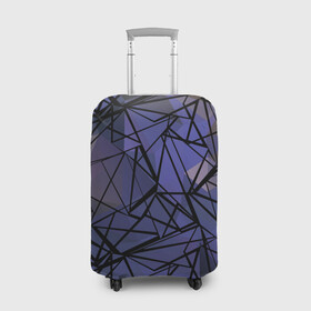 Чехол для чемодана 3D с принтом Синий-бежевый абстрактный узор в Курске, 86% полиэфир, 14% спандекс | двустороннее нанесение принта, прорези для ручек и колес | абстрактный | мужской | полигональный узор | синий | современный | текстура | фиолетовый