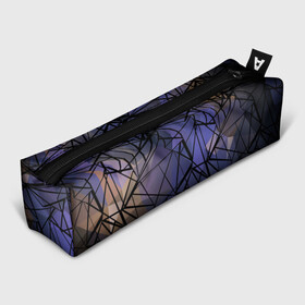 Пенал школьный 3D с принтом Синий-бежевый абстрактный узор в Курске, 100% полиэстер | плотная ткань, застежка на молнии | абстрактный | мужской | полигональный узор | синий | современный | текстура | фиолетовый