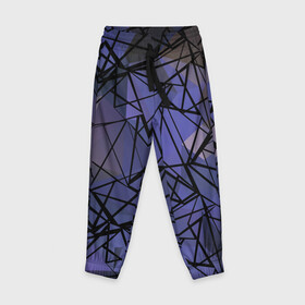 Детские брюки 3D с принтом Синий-бежевый абстрактный узор в Курске, 100% полиэстер | манжеты по низу, эластичный пояс регулируется шнурком, по бокам два кармана без застежек, внутренняя часть кармана из мелкой сетки | абстрактный | мужской | полигональный узор | синий | современный | текстура | фиолетовый