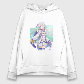 Женское худи Oversize хлопок с принтом Эмилия - Re:Zero в Курске, френч-терри — 70% хлопок, 30% полиэстер. Мягкий теплый начес внутри —100% хлопок | боковые карманы, эластичные манжеты и нижняя кромка, капюшон на магнитной кнопке | emilia | re zero | re: zero | re: zero – жизнь с нуля в другом мире | аниме | вайфу | манга | ре зеро | эмилия