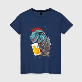 Женская футболка хлопок с принтом Пивозавр - Гранж в Курске, 100% хлопок | прямой крой, круглый вырез горловины, длина до линии бедер, слегка спущенное плечо | dinosaur | pivo | pivozavr | гранж | динозавр | прикол