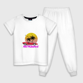Детская пижама хлопок с принтом Retrowave style 2 в Курске, 100% хлопок |  брюки и футболка прямого кроя, без карманов, на брюках мягкая резинка на поясе и по низу штанин
 | lamborghini | palms | retrowave | sunset | закат | ламборгини | машина | ретровейв