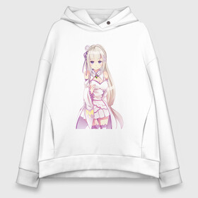 Женское худи Oversize хлопок с принтом Emilia - Re:Zero в Курске, френч-терри — 70% хлопок, 30% полиэстер. Мягкий теплый начес внутри —100% хлопок | боковые карманы, эластичные манжеты и нижняя кромка, капюшон на магнитной кнопке | emilia | re zero | re: zero | re: zero – жизнь с нуля в другом мире | аниме | вайфу | манга | ре зеро | эмилия