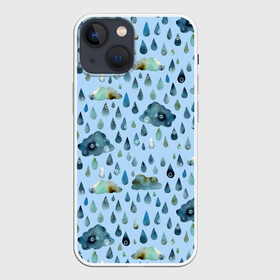 Чехол для iPhone 13 mini с принтом Дождливая осень.Тучки и дождь в Курске,  |  | pattern | rain | sun | глобальное потепление | дождливо | дождливый | дождь | загрязнение | капли | ливень | морось | непогода | облака | осенний | осень | паттерн | погода | природа | проливной | тучи | экология