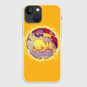 Чехол для iPhone 13 mini с принтом Спящий Пикачу в Курске,  |  | anime | pikachu | pokemon | poket monster | poketmon | аниме | анимэ | карманные монстры | пикачу | покемон