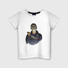Детская футболка хлопок с принтом Майкл Dead by daylight в Курске, 100% хлопок | круглый вырез горловины, полуприлегающий силуэт, длина до линии бедер | killer | michael myers | майкл майерс