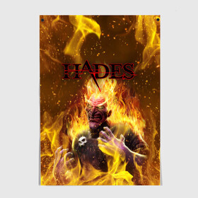 Постер с принтом Hades | Гадес (Z) в Курске, 100% бумага
 | бумага, плотность 150 мг. Матовая, но за счет высокого коэффициента гладкости имеет небольшой блеск и дает на свету блики, но в отличии от глянцевой бумаги не покрыта лаком | aid | hades | nyx | roguelike | thanatos | zagreus | аид | гадес | загрей | никс | рогалик | танатос