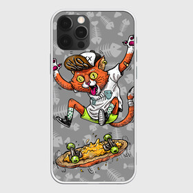 Чехол для iPhone 12 Pro Max с принтом SK8CAT в Курске, Силикон |  | cat | fishbone | meow | sk8 | skate | skateboarding | кот | мяу | скейт | скейтбординг