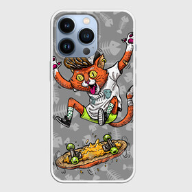 Чехол для iPhone 13 Pro с принтом SK8CAT в Курске,  |  | cat | fishbone | meow | sk8 | skate | skateboarding | кот | мяу | скейт | скейтбординг