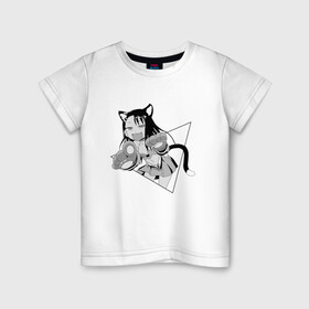 Детская футболка хлопок с принтом Нагаторо-сан кошечка в Курске, 100% хлопок | круглый вырез горловины, полуприлегающий силуэт, длина до линии бедер | аниме | кошка | нагаторо | неко | садистка | ученица | хаясэ | школьница