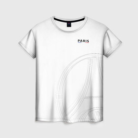 Женская футболка 3D с принтом PSG | Core Big Logo White (New 2022/23) в Курске, 100% полиэфир ( синтетическое хлопкоподобное полотно) | прямой крой, круглый вырез горловины, длина до линии бедер | 0x000000123 | messi | neymar | paris saint germain | psg | месси | нейимар | псж
