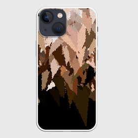 Чехол для iPhone 13 mini с принтом Бежево коричневая мозаика в Курске,  |  | абстрактный | бежевый | камуфляж | коричневый | мозаика | молодежный | мужской | современный | соты | текстура