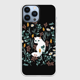 Чехол для iPhone 13 Pro Max с принтом Кошечка среди цветов в Курске,  |  | cat | cats | flowers | киса | киска | кот | коте | котенок | котик | котэ | кошечка | кошка | мем | мем с кошкой | мяу | ромашки | с кошечкой | с кошкой | цветы