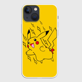 Чехол для iPhone 13 mini с принтом Летящий Пикачу в Курске,  |  | anime | pikachu | pokemon | poket monster | poketmon | аниме | анимэ | карманные монстры | пикачу | покемон