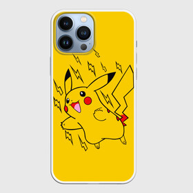 Чехол для iPhone 13 Pro Max с принтом Летящий Пикачу в Курске,  |  | Тематика изображения на принте: anime | pikachu | pokemon | poket monster | poketmon | аниме | анимэ | карманные монстры | пикачу | покемон