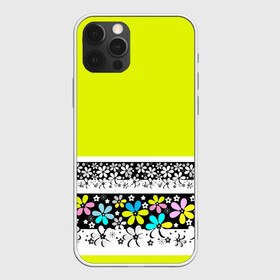 Чехол для iPhone 12 Pro с принтом Яркий цветочный узор  в Курске, силикон | область печати: задняя сторона чехла, без боковых панелей | абстрактный | для детей | зеленый | неоновый зеленый | разноцветный | современный | цветочный узор