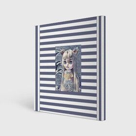 Холст квадратный с принтом Иллюстрация Кукла Блайз в Курске, 100% ПВХ |  | детский | для девочек | игрушки | кукла блайз | куклы | полосатый | серый | фото куклы