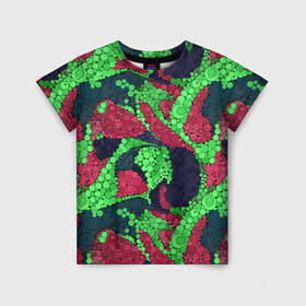 Детская футболка 3D с принтом Абстрактный пуантилизм  в Курске, 100% гипоаллергенный полиэфир | прямой крой, круглый вырез горловины, длина до линии бедер, чуть спущенное плечо, ткань немного тянется | абстрактный | в горошек | детский | для детей | зеленый | красный | модный | пуантилизм | разноцветный | современный