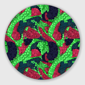 Коврик для мышки круглый с принтом Абстрактный пуантилизм  в Курске, резина и полиэстер | круглая форма, изображение наносится на всю лицевую часть | абстрактный | в горошек | детский | для детей | зеленый | красный | модный | пуантилизм | разноцветный | современный