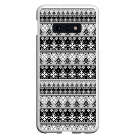 Чехол для Samsung S10E с принтом Черно-белый орнамент  в Курске, Силикон | Область печати: задняя сторона чехла, без боковых панелей | молодежный | мужской | орнамент | полосы | скандинавский | современный | черно белый | этнический