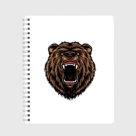 Тетрадь с принтом Свирепый медведь в Курске, 100% бумага | 48 листов, плотность листов — 60 г/м2, плотность картонной обложки — 250 г/м2. Листы скреплены сбоку удобной пружинной спиралью. Уголки страниц и обложки скругленные. Цвет линий — светло-серый
 | Тематика изображения на принте: гриззли | животные | звери | медведь