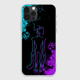Чехол для iPhone 12 Pro с принтом НЕОНОВЫЙ СИРЕНОГОЛОВЫЙ  в Курске, силикон | область печати: задняя сторона чехла, без боковых панелей | neon | siren head | игра | монстр | неон | сиреноголовый | существо | хоррор