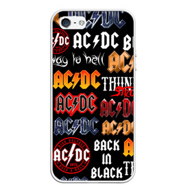 Чехол для iPhone 5/5S матовый с принтом AC DC LOGOBOMBING  в Курске, Силикон | Область печати: задняя сторона чехла, без боковых панелей | ac dc | angus young. | back in black | brian johnson | hells bells | highway to hell | rock | thunderstruck | tnt | ангус янг | брайан джонсон | группа | музыка | рок | эйси диси