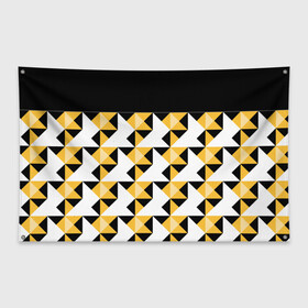 Флаг-баннер с принтом Черно-желтый геометрический  в Курске, 100% полиэстер | размер 67 х 109 см, плотность ткани — 95 г/м2; по краям флага есть четыре люверса для крепления | абстрактный | геометрический | желтый | молодежный | мужской | разноцветный | современный | черный